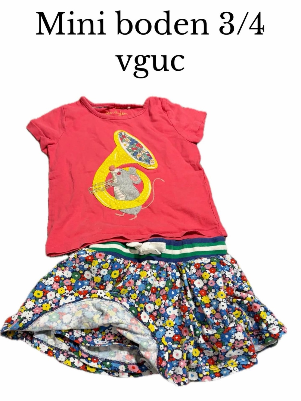 Mini boden 3/4 skort and shirt bundle